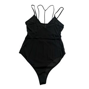 a ellen- Women’s Sheer Black Strappy Bodysuit Size Large
